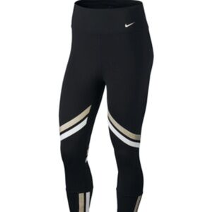 Nike athletic leggings Women's One Icon Clash Dri-fit Metallic-stripe leggings.
